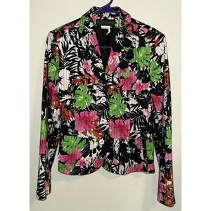 VTG Harve Benard Jacket Womens Size 12P Blazer Buttons Floral Made in Bielorusia